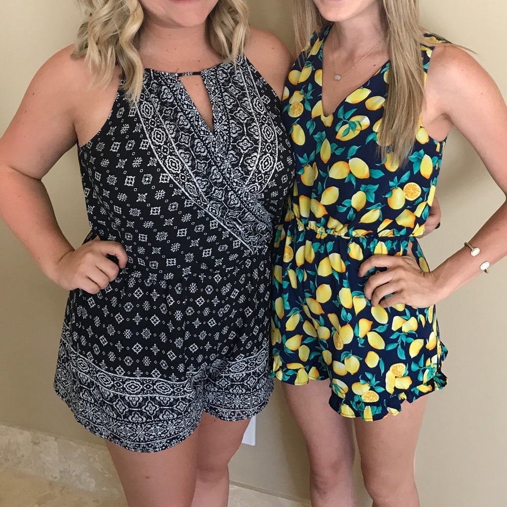 Navy and white romper
